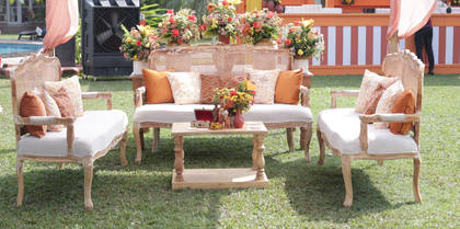 Lounge and Floral detail — Haldi decor — Zuri